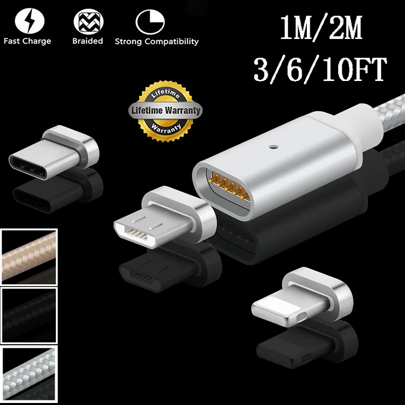 1 м 2 USB Type C/IOS/Micro Магнитный кабель Type-C USB-C зарядное устройство адаптер шнур для Samsung