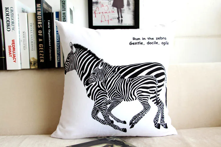 Free shipping black and white zebra Home Furnishing creative gift sofa cushioncar pillow cover soft fitted waist | Дом и сад