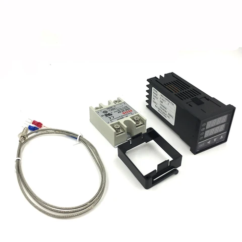 Цифровой регулятор температуры REX-C100, термостат PID, термометр SSR 40DA, твердотельное реле K, термопара, зонд, радиатор
