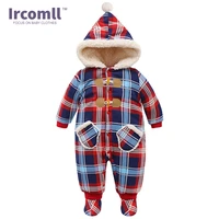 new year christmas newborn baby winter rompers england style for 0 18 months plaid jumpsuit thickening cotton kids infant cloth