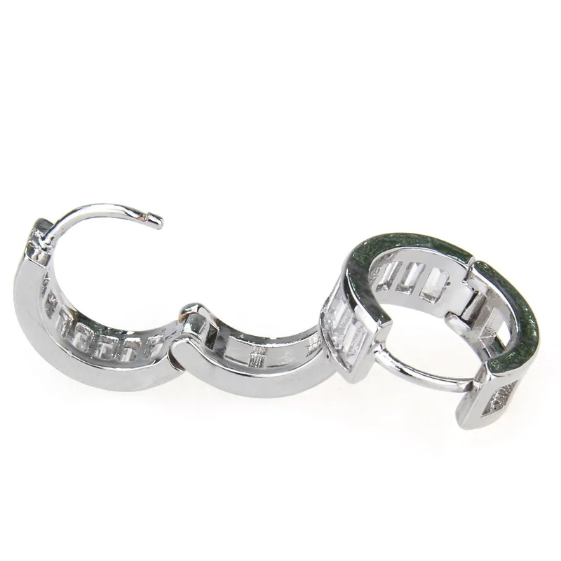 Brand Fashion Small Huggie Bridal Hoop Earrings for Women Square Zirconia Earring Jewelry Gold Ear Wedding Gift | Украшения и