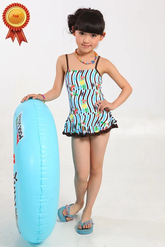 Free Shipping Imported blue stripe kids/girls polyester bikinis set push up kids swimwear for girls |