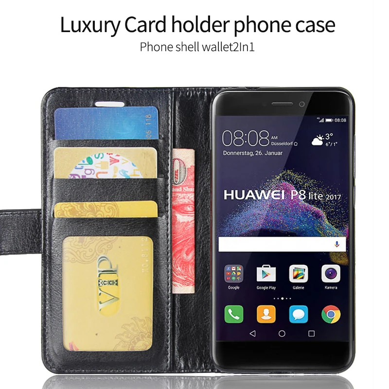 Koolife Роскошный кожаный PU для huawei P8 Lite P8lite чехол силиконовый флип телефон случаях p8