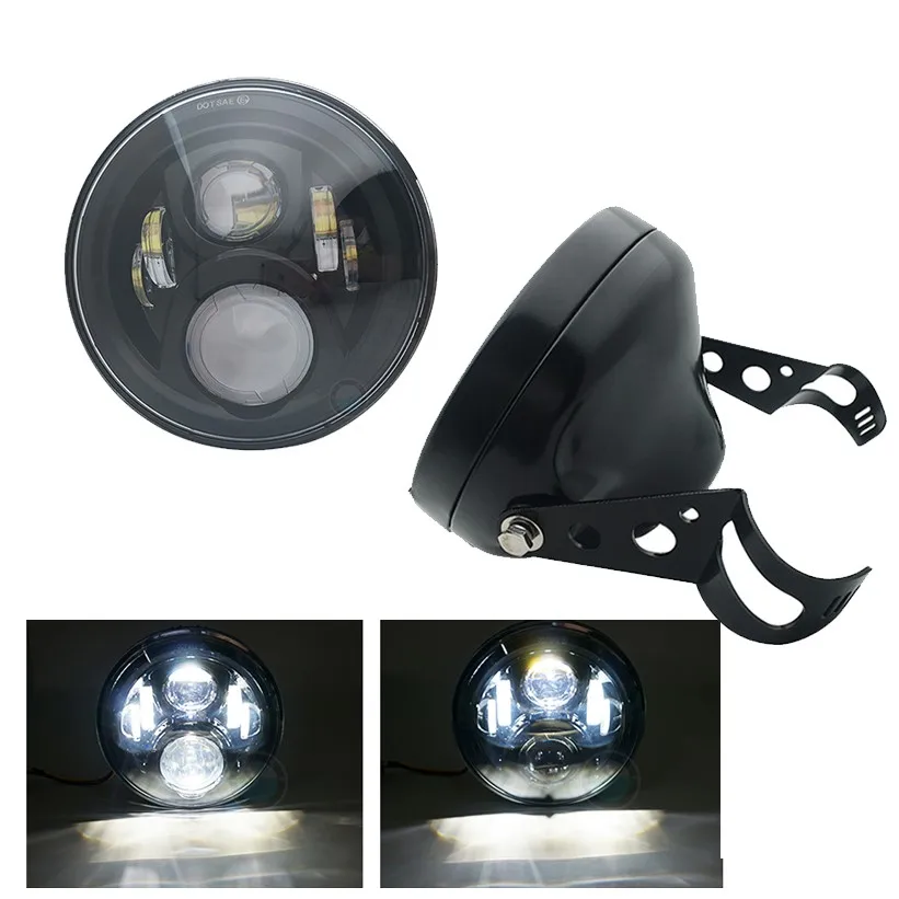 60W black set C 7 дюймов 60 Вт точка SAE E9 мотоцикл фары с углом глаз светодиодные фары 7 дюймов корпус ведро отделка кольцо - Цвет: 60W black set C