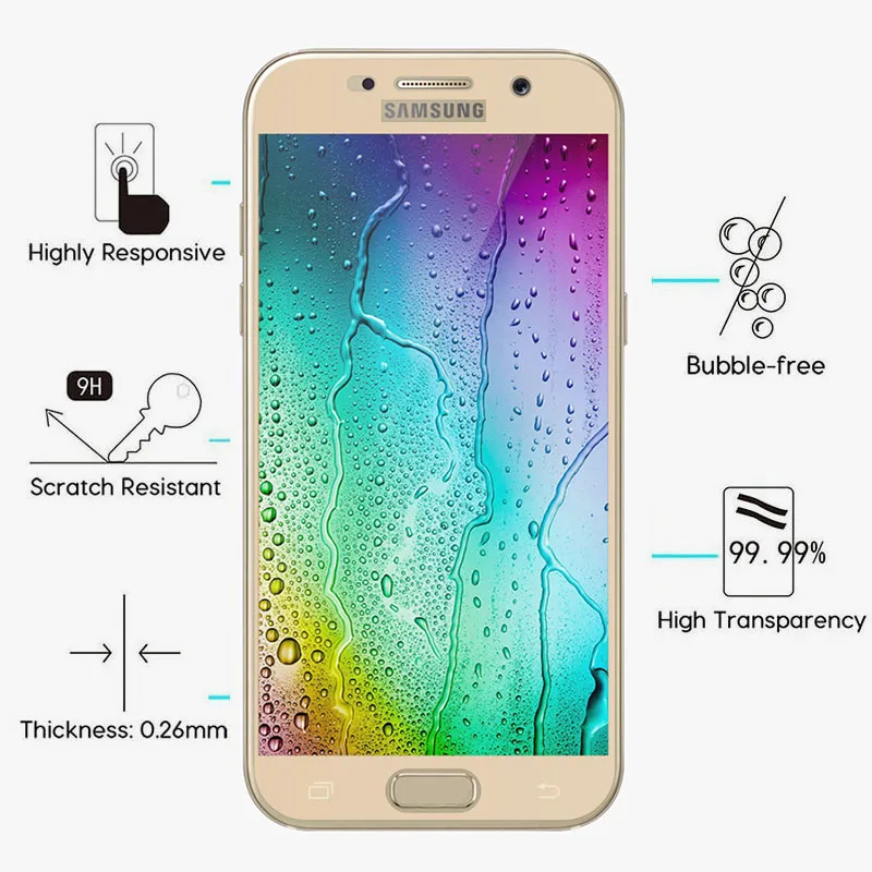 Защитный Стекло для samsung A5 A3 A7 A6 плюс A8 закалённое защитное стекло Экран Защитная пленка для Galaxy A 5, 6, 7, 8, 5a tremp