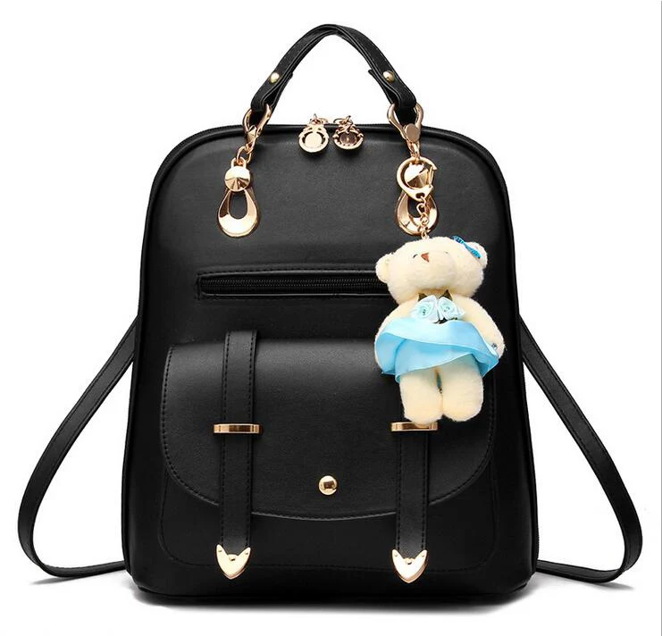 Black Кожаный рюкзак, женские рюкзаки, высокое качество, Pu, рюкзак, Mochila Feminina, кожаный рюкзак, женские школьные сумки - Цвет: Black