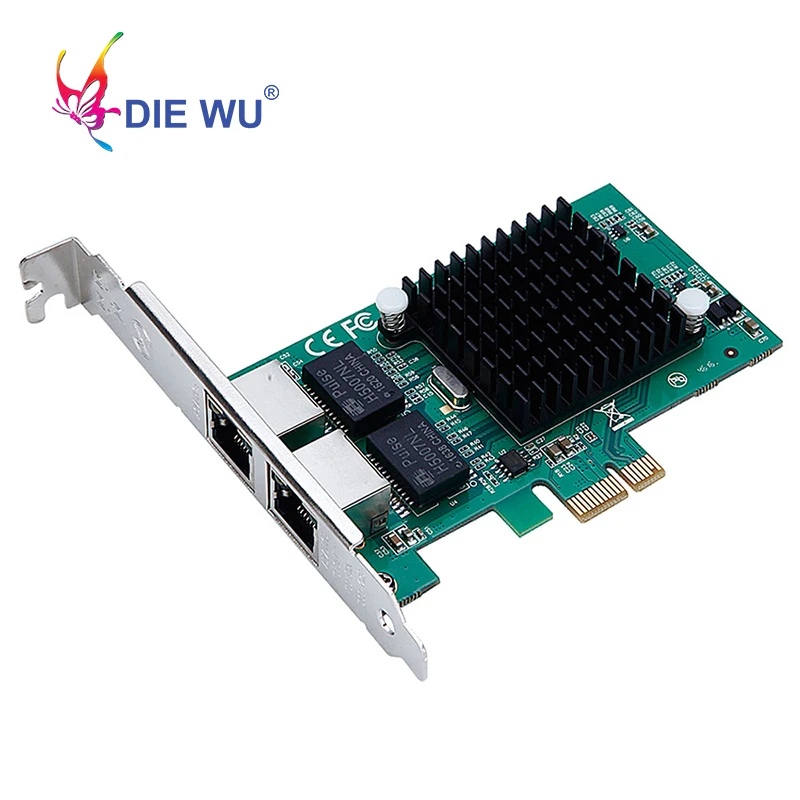 Гигабитный двухпортовый сетевой адаптер DIEWU PCIe для сервера Lan-адаптер с Intel 82575 10/100