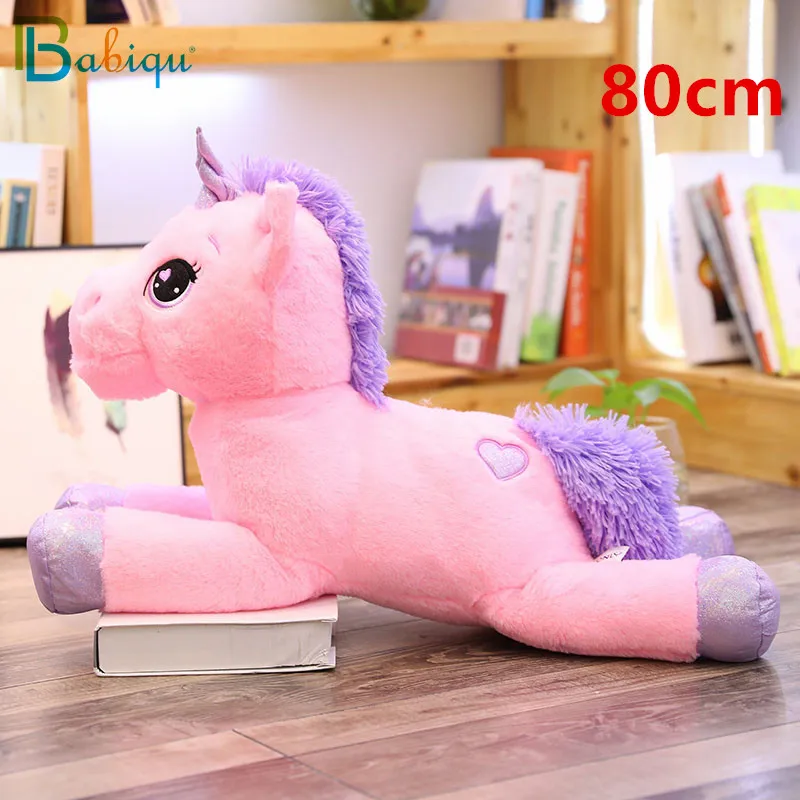 80cm pink heart Новое поступление большие плюшевые игрушки Единорог Милая Розовая белая лошадь Мягкая кукла чучело большие игрушки для детей подарок на день рождения - Цвет: 80cm pink heart