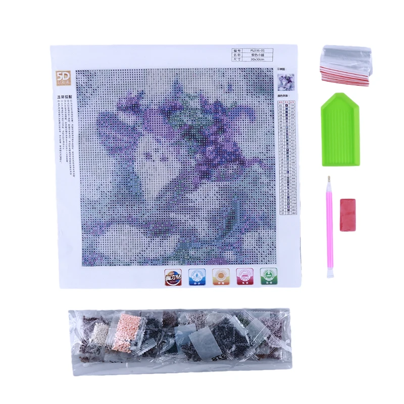 Алмазная мозаика 5D сделай сам картина с мультяшными животными кошками и цветами