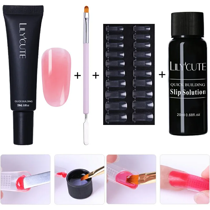 Extension Gel Set 04 LilyCute набор гелей для быстрого наращивания для дизайна ногтей Французский прозрачный розовый белый телесный цвет полигелевые наконечники для ногтей УФ-гель-щетка для ногтей - Цвет: Extension Gel Set 04