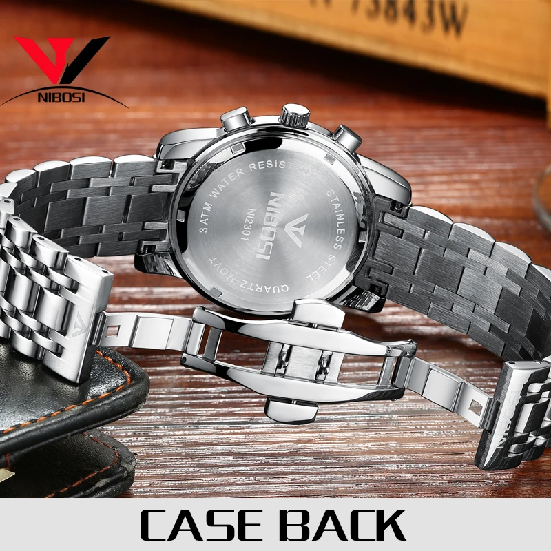Часы NIBOSI Мужские кварцевые роскошные Брендовые мужские спортивные модные