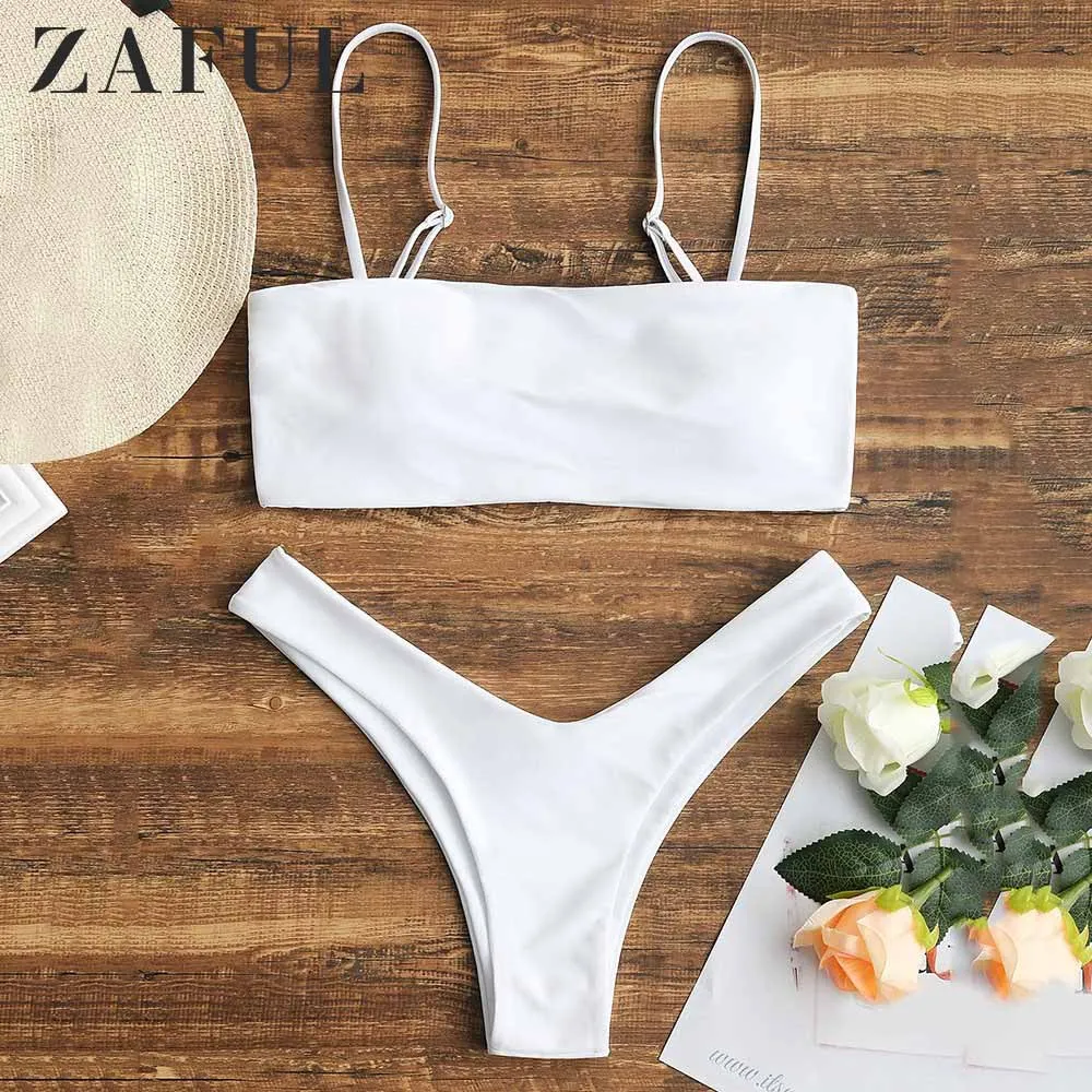 ZAFUL Бикини Набор Эластичный Провод Бесплатный Твердый Купальник Пляжный