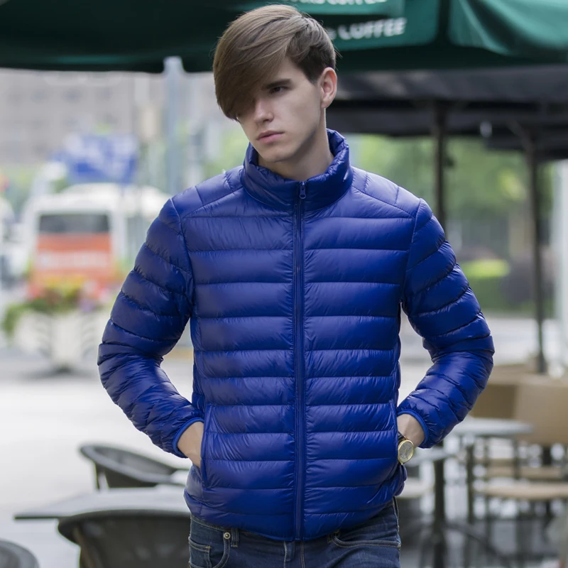 Snowka Winter Jacket Men Famous Brand-clothing 2017 Down Parka Stand Collar Ultra-light men Casual blue color Coat | Мужская одежда
