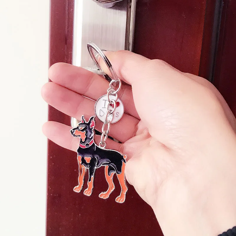 Новинка ювелирные изделия Pet брелок Доберман собака брелоки рождественские подарки собака металл очарование Брелоки для влюбленных лучший друг