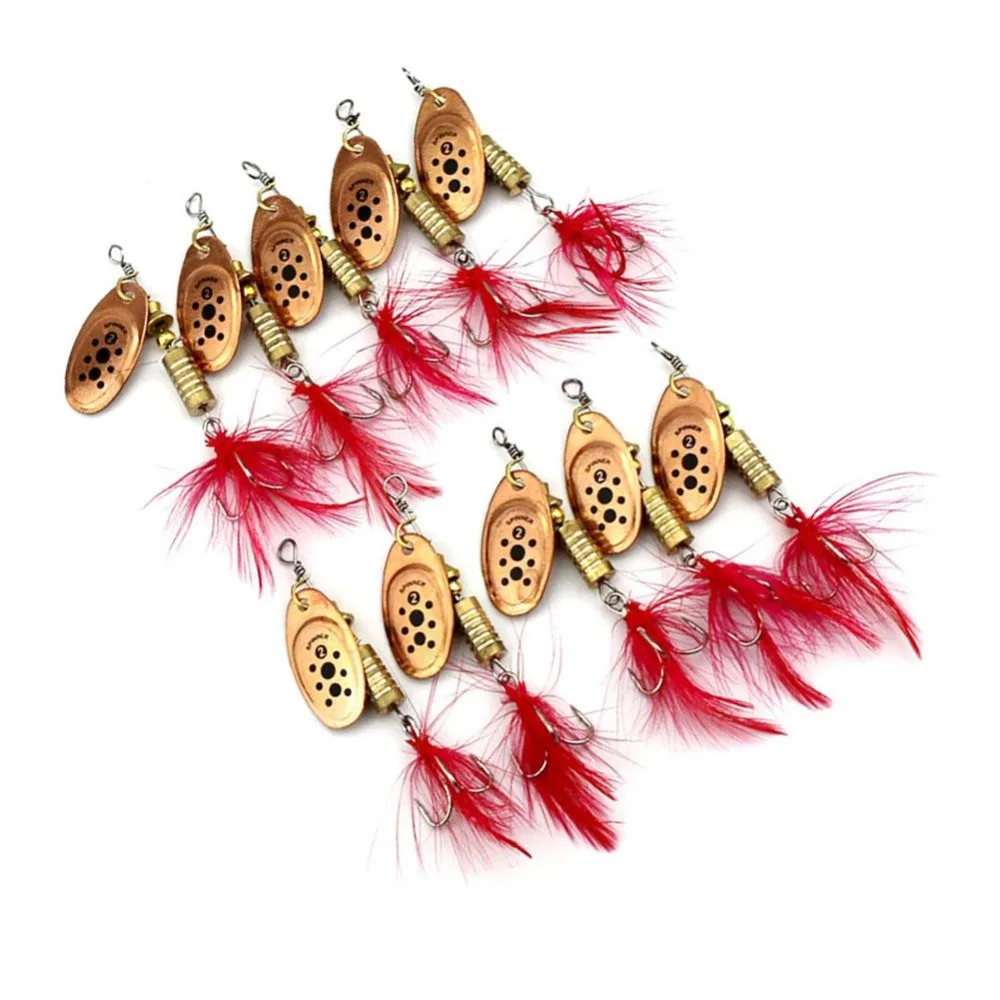 Новый 10 шт. блесны Перо Набор ложек и поварёшек Рыбалка приманки Металл/Перо 8.4 г 7