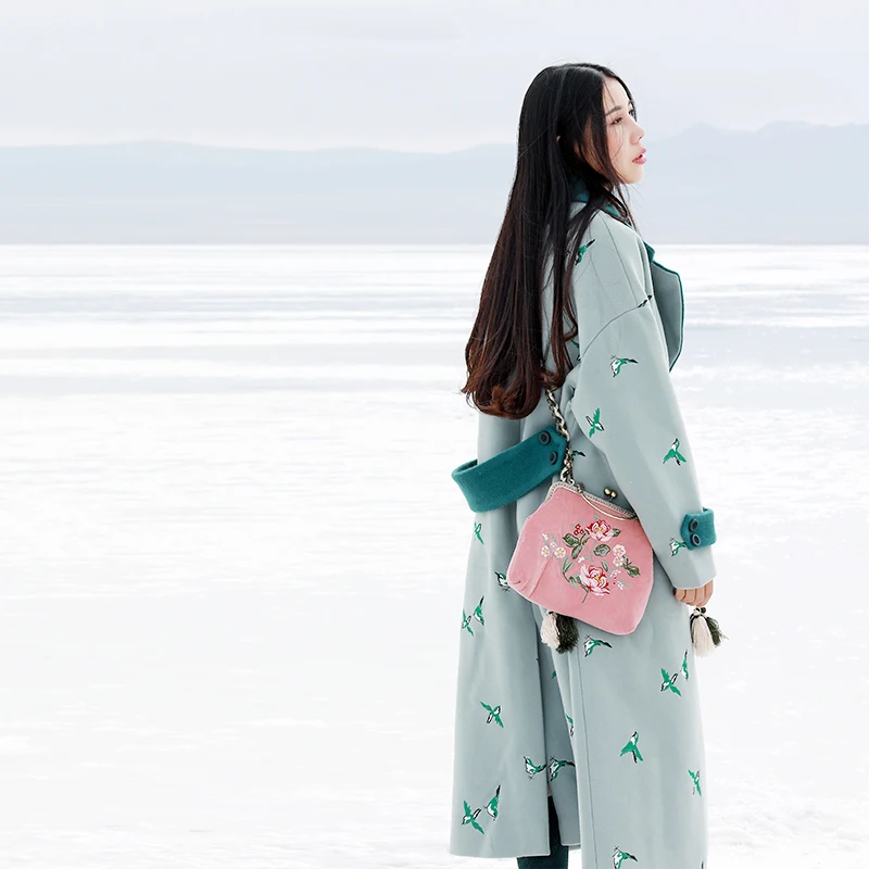 Осенне-зимнее женское утепленное шерстяное пальто lynette's chinoisery, белая верхняя одежда из берберского флиса с вышивкой, стеганая куртка