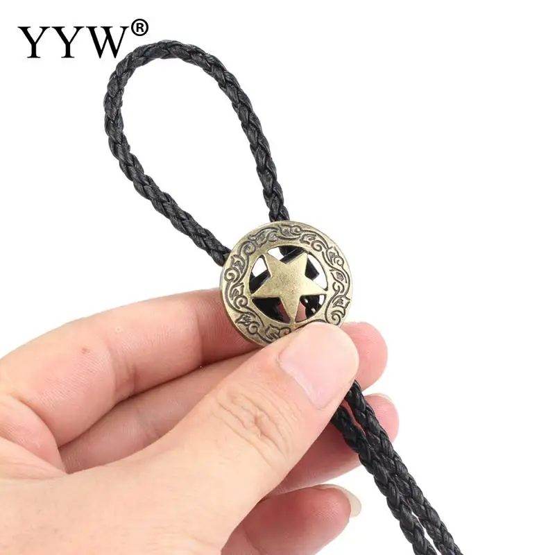 Ожерелье с пентаграммой для мужчин и женщин черный плетеный шнур значком в стиле