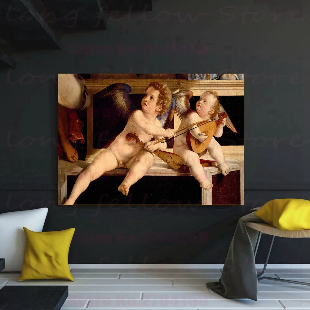 Картина в стиле ретро с изображением галереи Иисуса Христа на холсте купида