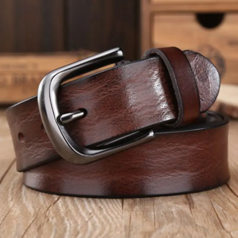 

2021 casual black pin buckle men's strap luxury full grain genuine leather belts for men fashion shells designer waist belt
