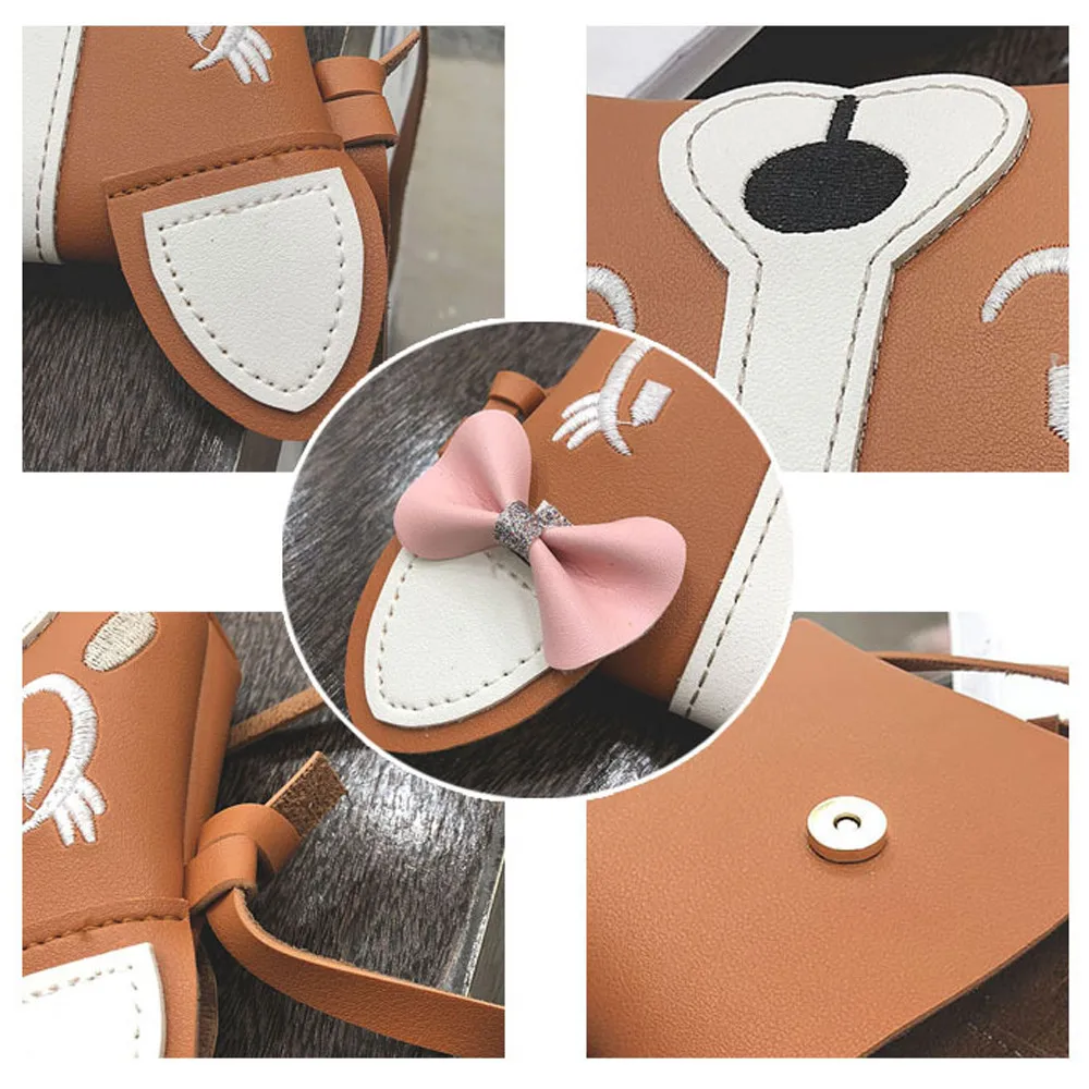 Aelicy модная детская кожаная сумка с милыми животными на плечо мини через сумки для