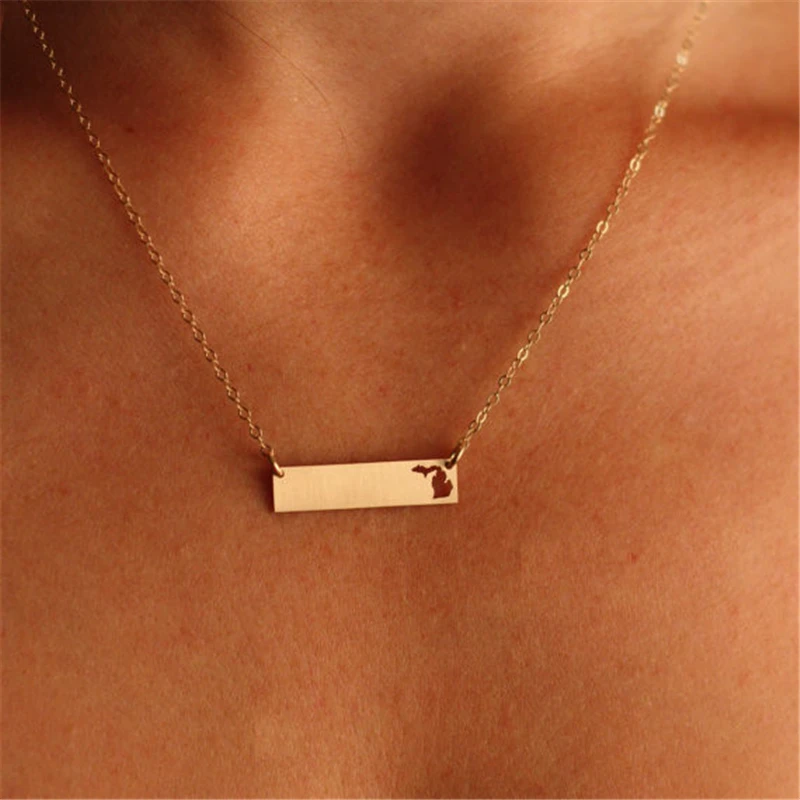 1 шт. мичиганские Чокеры ожерелье 2017 мичиганская карта США кулон массивные модные