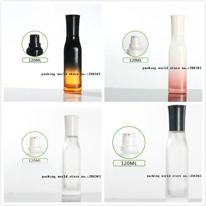 Стеклянная бутылка квадратной формы 120 мл с насосом для