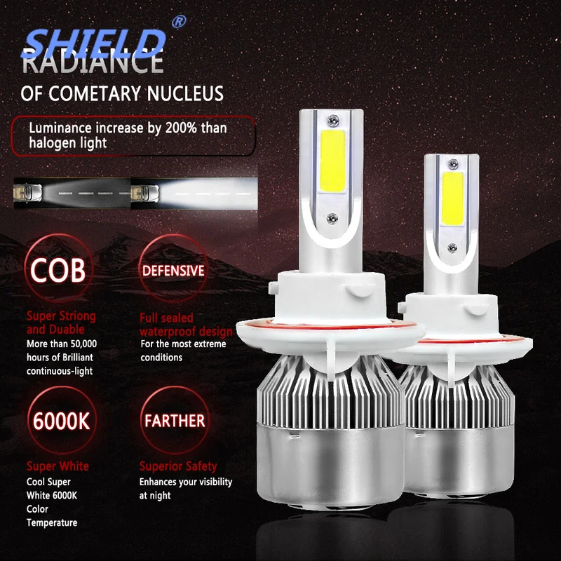 C6 Led H4 светодиодный H1 H3 H11 9005 9006 H7 H27 880 9004 h13 луч светодиодсветильник фары лампа