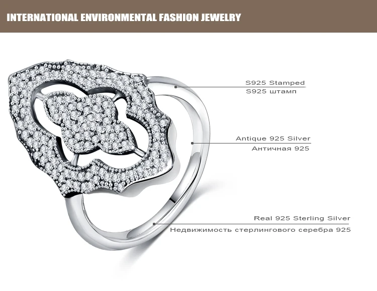 Devolove Роскошные Для женщин кольца Игристые Кружева Потрясающие кольцо 925 пробы