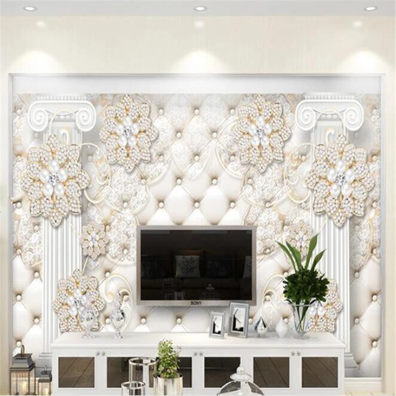 beibehang Custom 3D large wallpaper soft bag Roman column diamond jewelry murals background wall papers home decor 3d | Обустройство