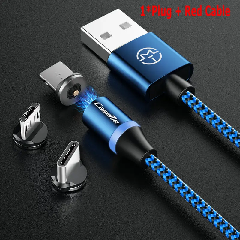 Выдвижной Магнитный кабель CaseMe Micro usb type C для samsung S10 S9 S8 для iPhone XS MAX XR 8 7 6 6S Xiaomi USB-C магнитное зарядное устройство - Цвет: Blue