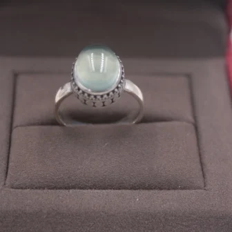 Женское кольцо из серебра S925 пробы с натуральным Prehnite модное гладкое овальное