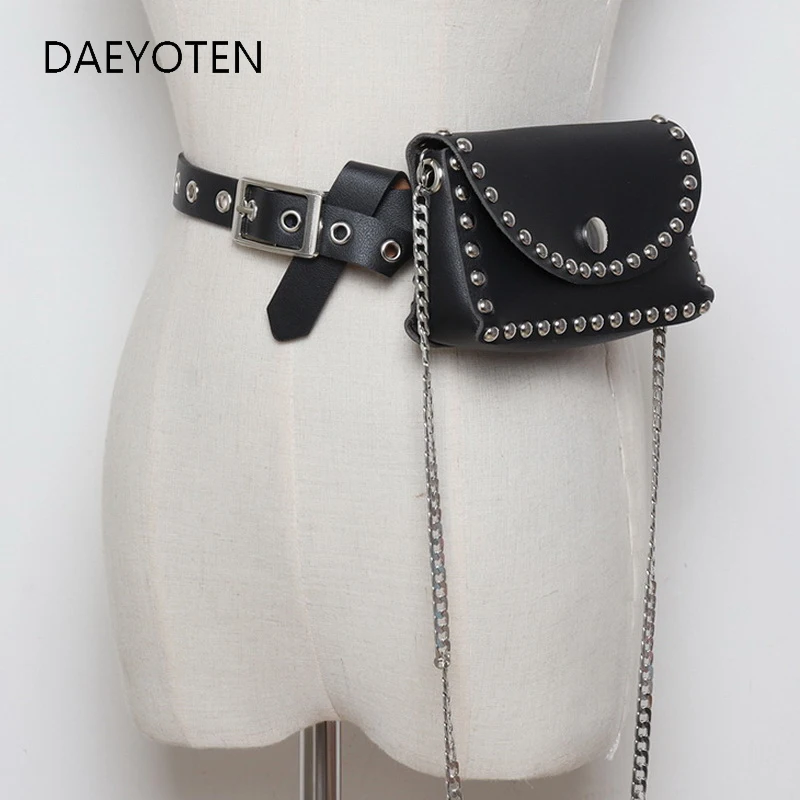 Съемная поясная сумка DAEYOTEN с заклепками женская дизайнерская для телефона