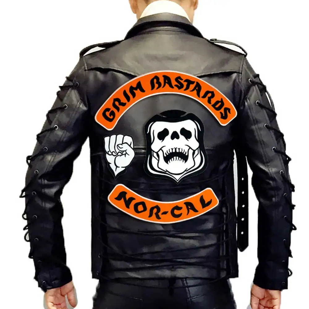 GRIM BASTARDS fist backing Embroidered Applique Sewing Label punk biker Patches Clothes Apparel Accessories 8PCS/SET | Дом и сад