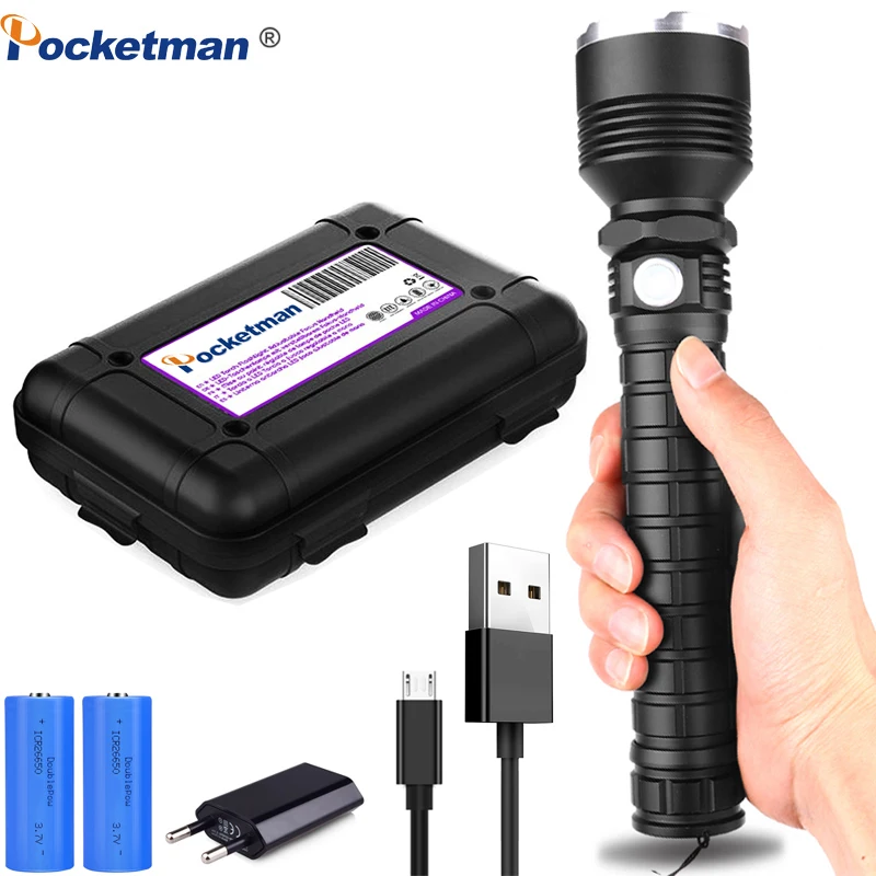 7000lumens Led flashlight XHP70.2 Most Powerful led torch USB Zoom xhp70 xhp50 18650 26650 Rechargeable Best Camping Lamp light