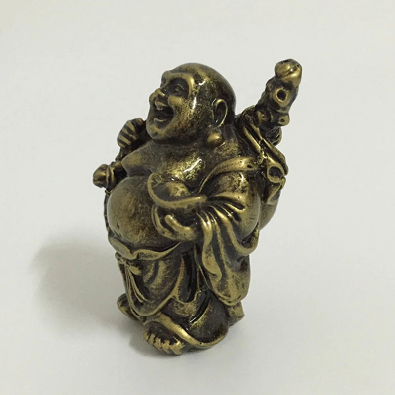 Китайская статуя Будды Maitreya из слиток украшения подарок резные бронзовые