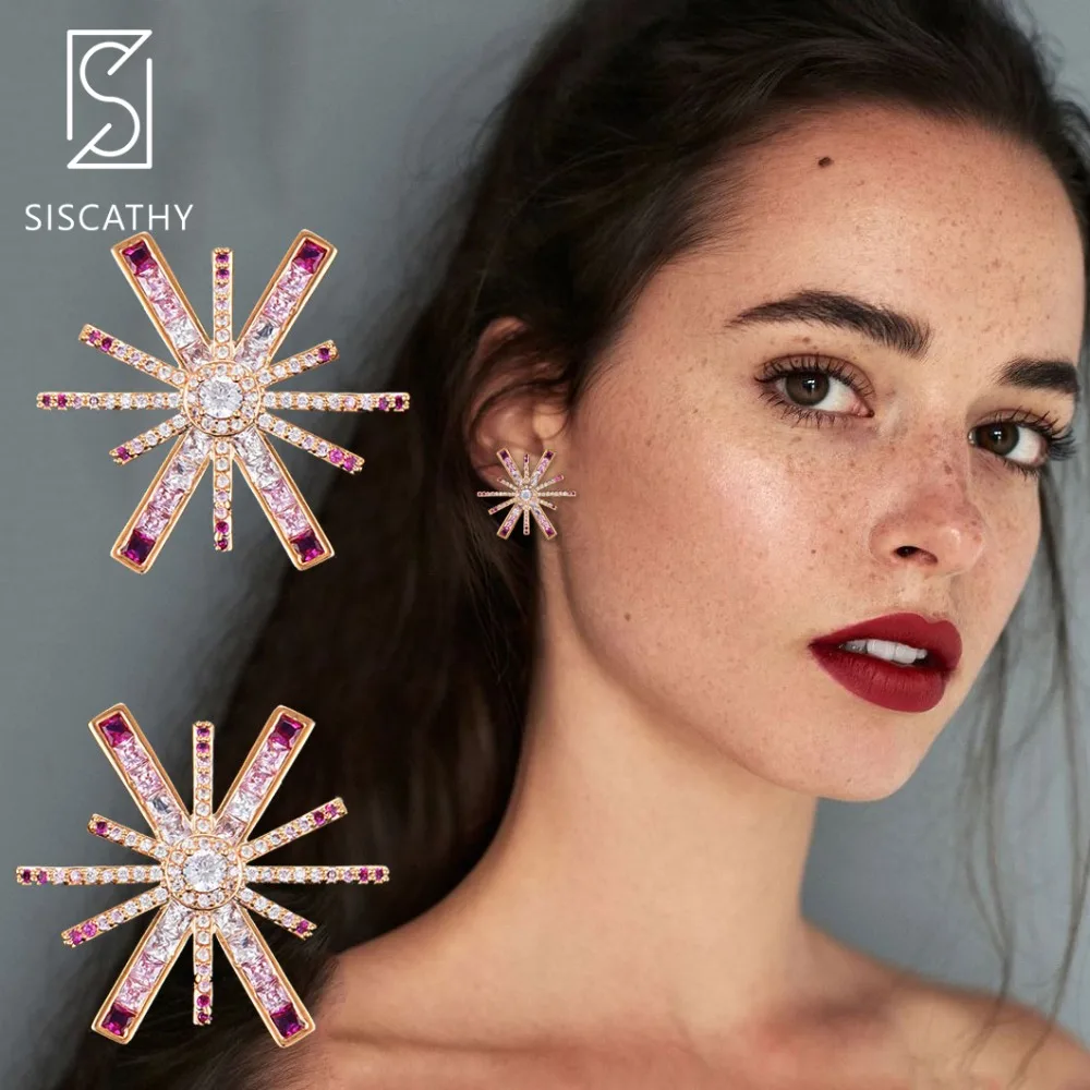 Sisathy 27*25 мм популярная серьга из снежинки модные корейские серьги AAA кубическая