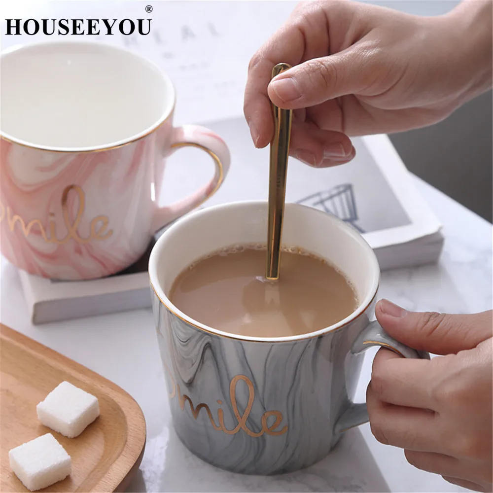 HOUSEEYOU ручная роспись натуральный мрамор фарфор кофейные чашки пара кружка с