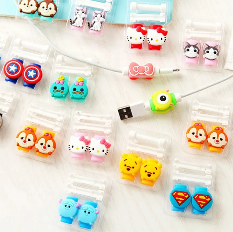 Выбор двухсторонний мультяшный USB кабель для защиты наушников защита телефона