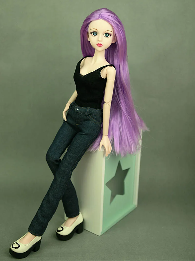Романтические фиолетовые волосы 1/4 BJD обнаженные кукла Синьи 3D реальные глаза