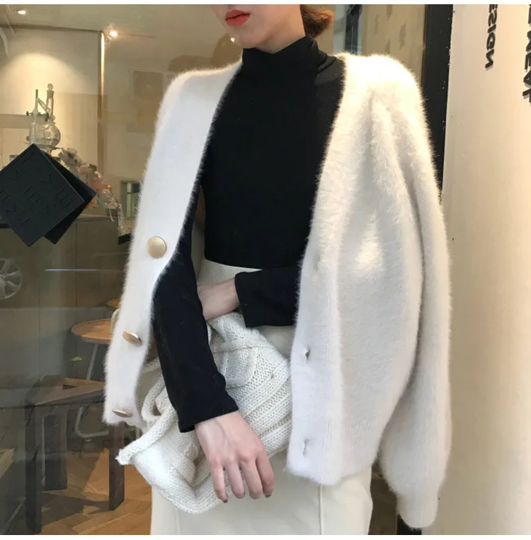 LM8629 Beige H. SA осень новое поступление свитер кардиганы однобортные вязаные из мохера изделия свитер Джемперы Harajuku вязаная куртка Верхняя одежда Топ - Цвет: LM8629 Beige