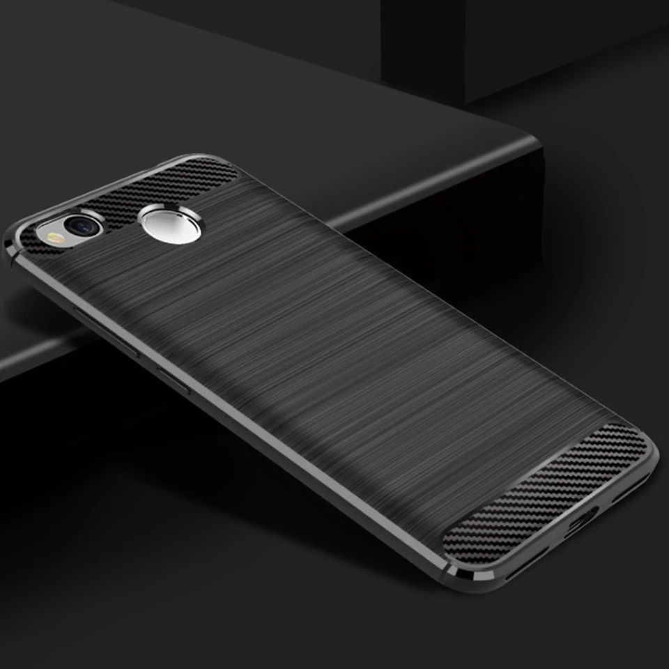 Роскошный чехол для Xiaomi Redmi 4X мягкий силиконовый из углеродного волокна