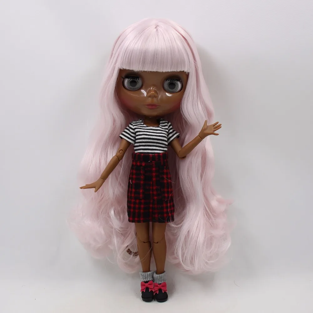 Ледяная кукла DBS Blyth 1/6 bjd супер черная кожа тон бледно розовые волосы совместное