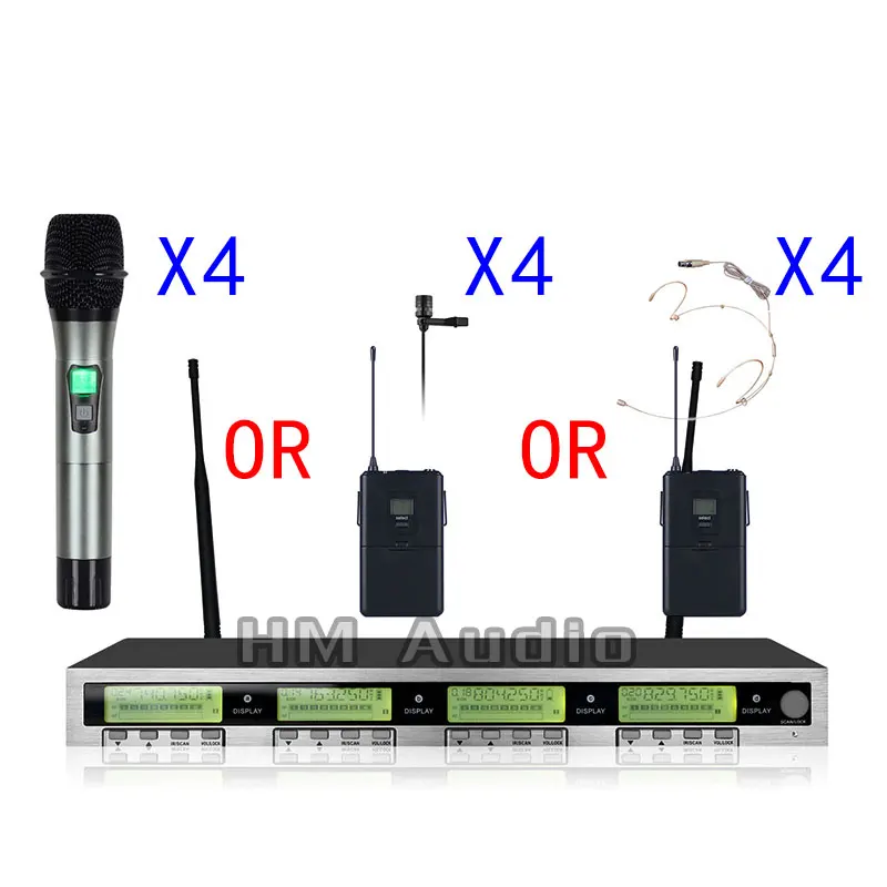 

Новый высококачественный профессиональный ручной беспроводной микрофон AWT400, 4 канала, профессиональный петличный микрофон с зажимом, гарн...
