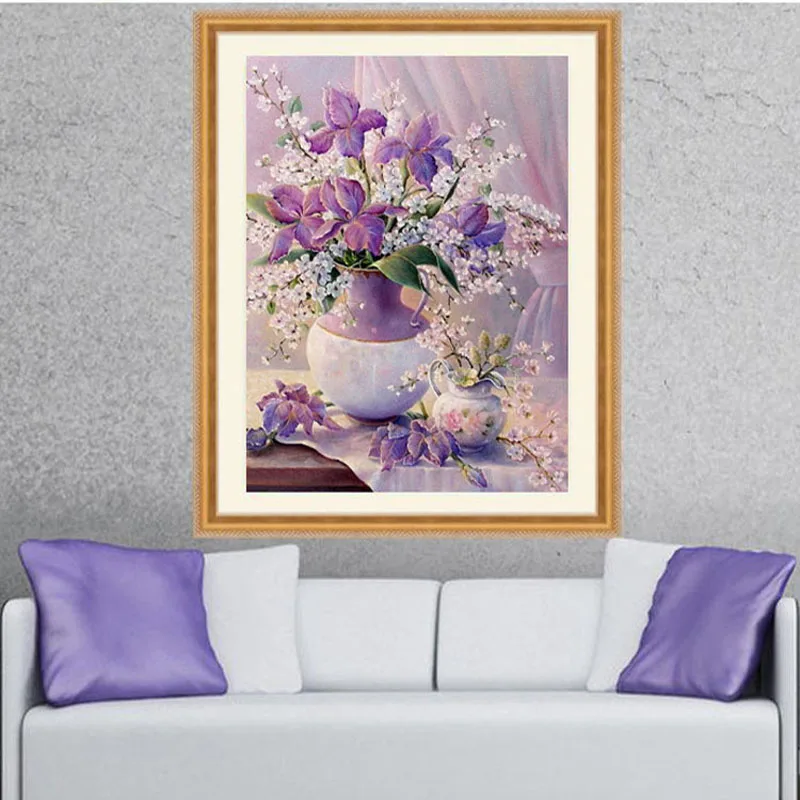 Rhinestone plastic crafts painting diamond flower vase crystal square cross stitch full embroidery | Дом и сад