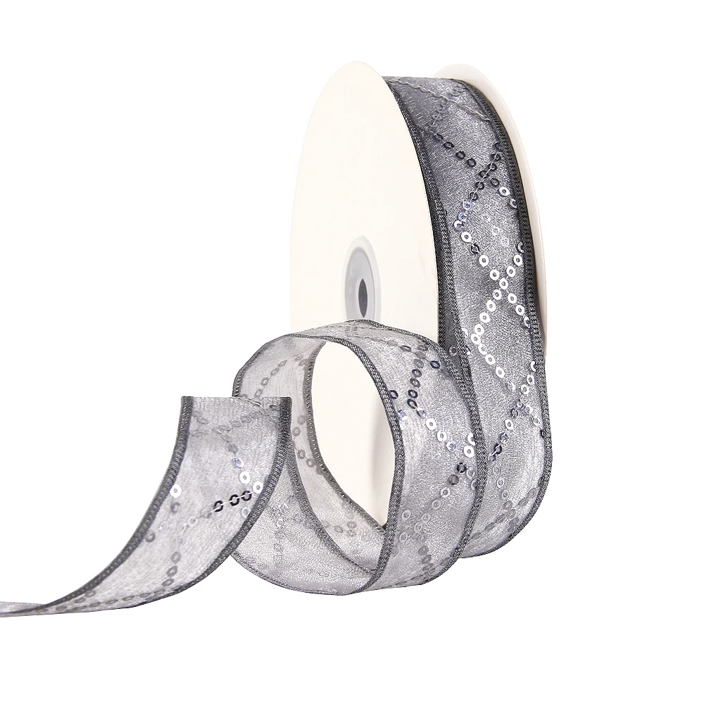 Вечерние аксессуары из органзы с блестками 25 мм или 42 ярдов yc2546|gauze ribbon|ribbon yardsribbon |