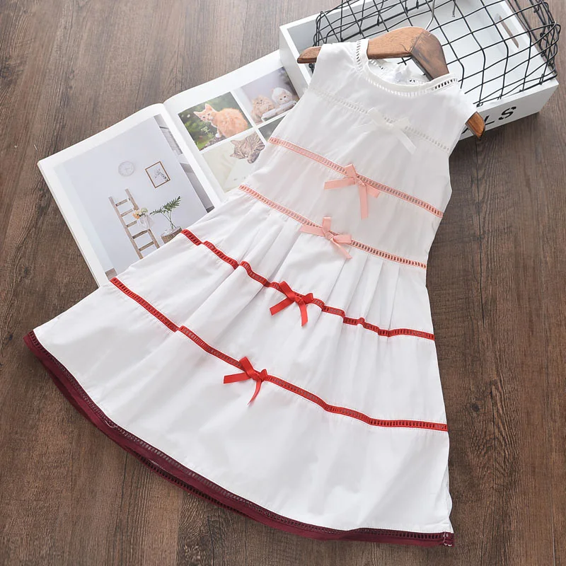 New Summer Children's Dress Hollowed Color Collision Sleeveless for Girls 100-150cm | Детская одежда и обувь
