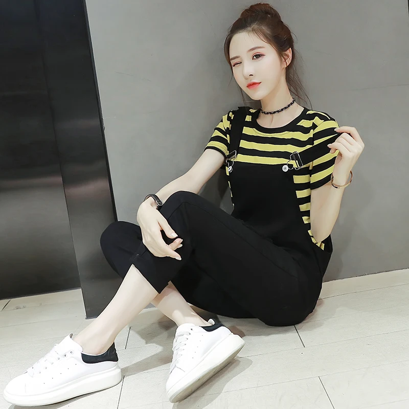 Модные свободные женские джинсовые комбинезоны длиной до щиколотки Новинка лета