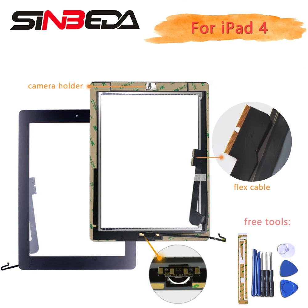 Sinbeda 9 7 ''для iPad 2/3/4 A1395 A1458 Передняя стеклянная панель кодирующий