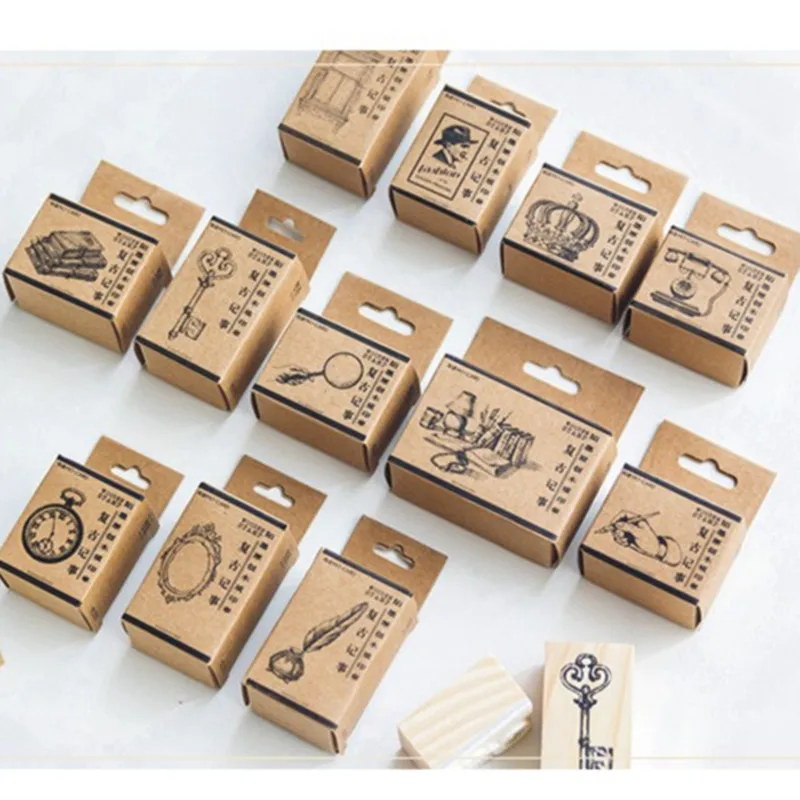 Mo.Card винтажная Готическая корона перо деревянный штамп Декоративные Канцтовары