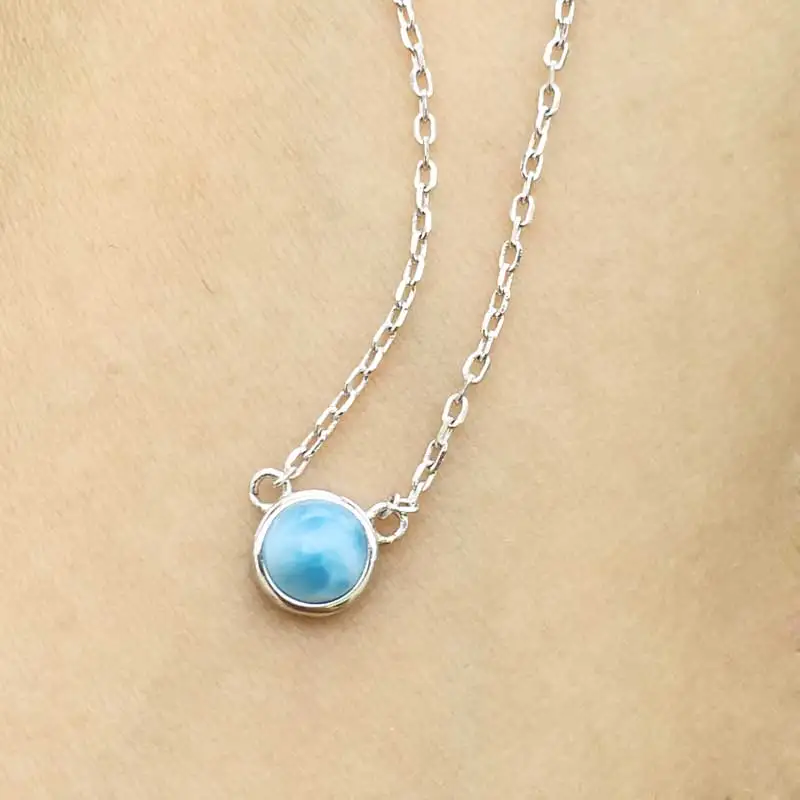 Женская подвеска Ларимар CSJ из натурального синего серебра 5 мм свадебные и